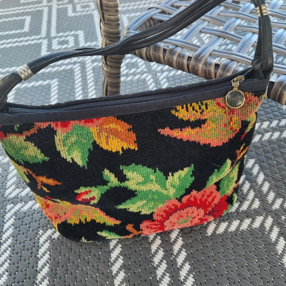 Feiler Handbag Floral Pattern Botanical Popular Black - Picture 2 of 7